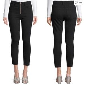 Agolde Black High-Rise Ankle Skinny Jeans with Front Zip